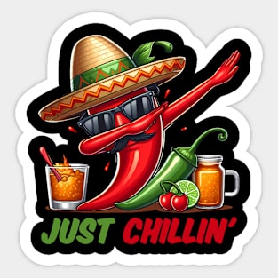 Just Chillin' Dabbing Chili Pepper Cinco De Mayo Sticker
